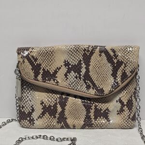 HOBO Daria Convertible Snakeskin Embossed Clutch Crossbody Bag Party Boho Club